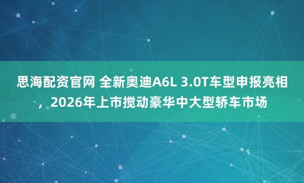 思海配资官网 全新奥迪A6L 3.0T车型申报亮相，2026年上市搅动豪华中大型轿车市场