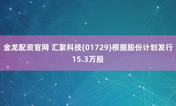 金龙配资官网 汇聚科技(01729)根据股份计划发行15.3万股