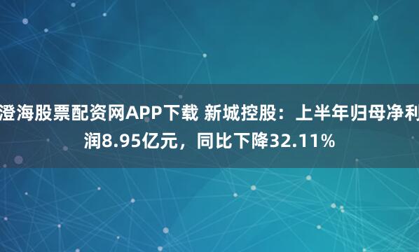 澄海股票配资网APP下载 新城控股：上半年归母净利润8.95亿元，同比下降32.11%